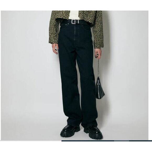 Moussy Plain Jeans Sz 27 High Rise Straight Leg Black Jeans - Picture 1 of 12